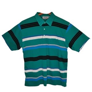 Versace Striped Polo Shirt in Green and Blue